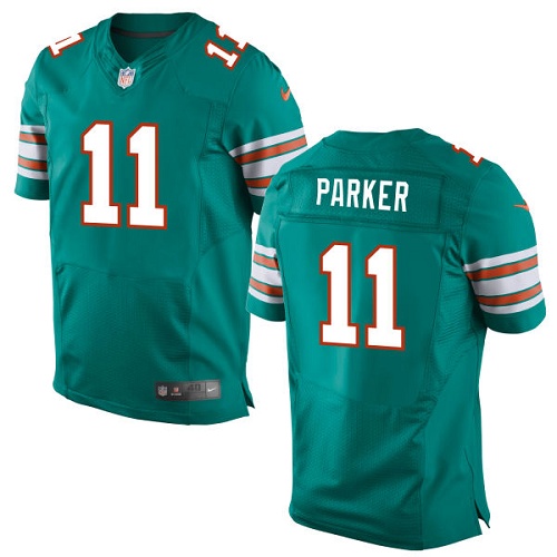 Men's Elite DeVante Parker Nike Jersey Aqua Green Alternate - #11 NFL Miami Dolphins